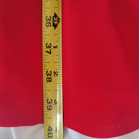 Jones Ware Dress Size 10 Cocktail Red Lined Flounce Chiffon Sleeveless Chic - Picture 6 of 7